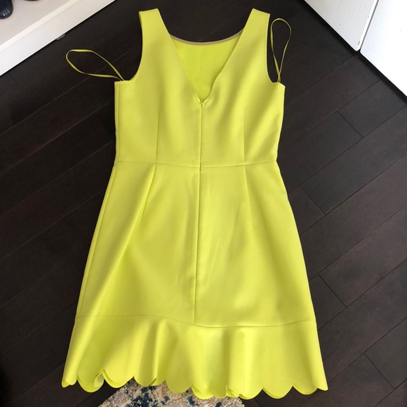 J. Crew Scalloped Drop-hem Dress Bright Kiwi - Picture 4 of 8